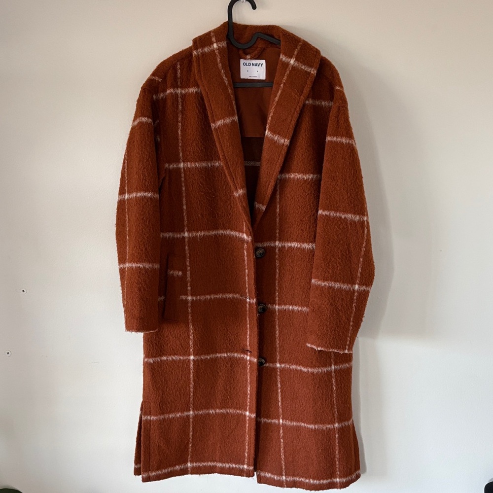 Old Navy Women's Tan Checkered Teddy Jacket